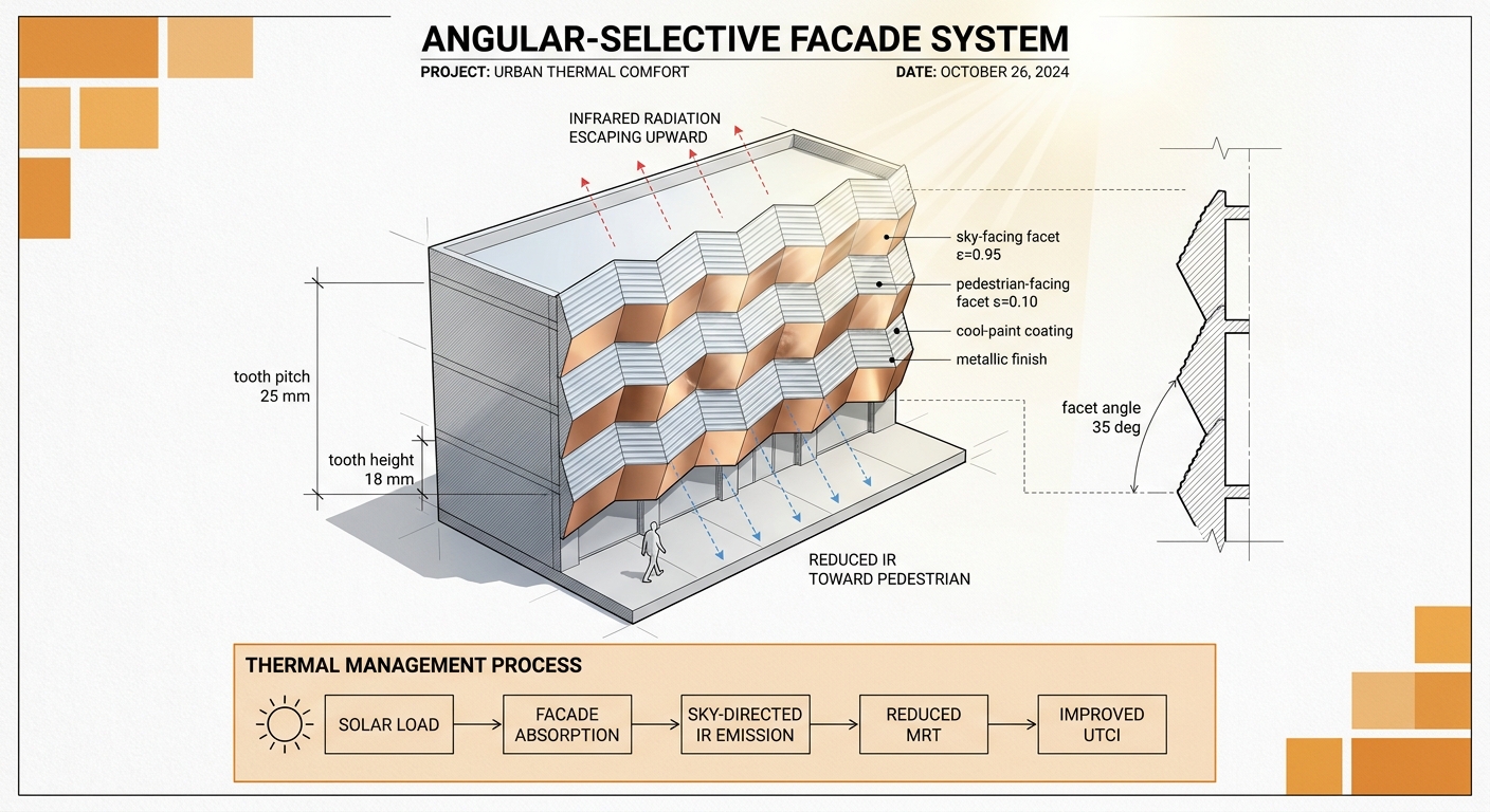 Sawtooth angular-selective facade concept